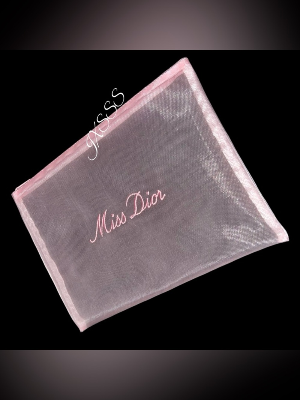 Baby-Pink (Mesh) Dior Beauty (Miss Dior) Embroidered Cosmetic-Makeup Bag